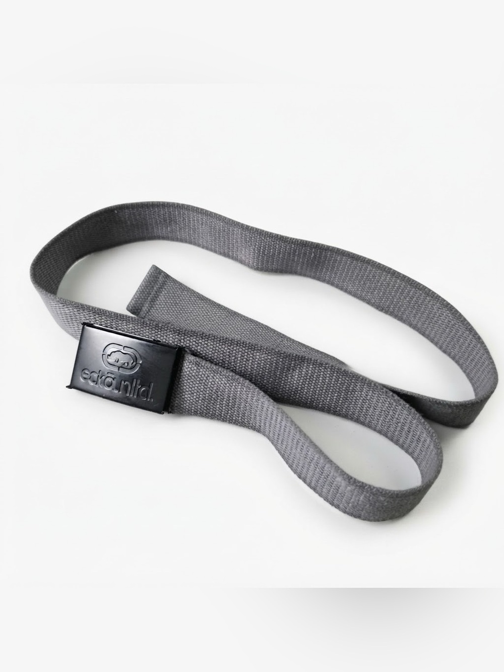 Ecko Unltd Webbed Belt Mens Size 32 Gray Black Logo Buckle Canvas Skate Y2K
